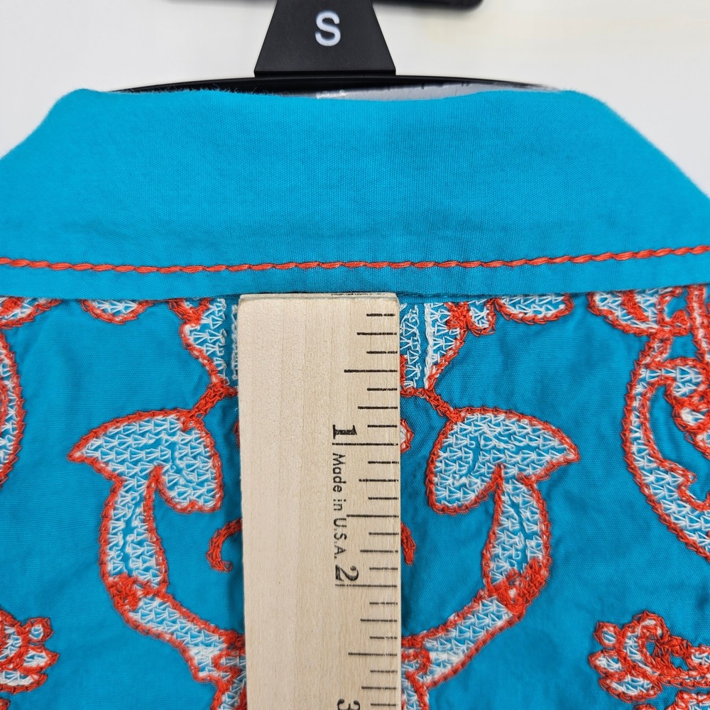 Ariat Snap Shirt Womens XXL Long Sleeve Western Teal Embroidered Rodeo - Picture 9 of 10